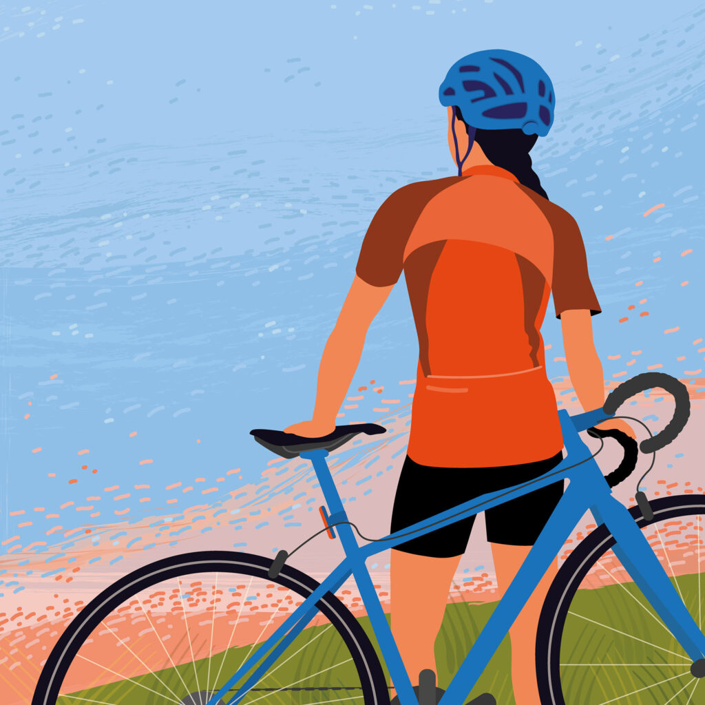 Cyclist, Sport Illustration, Women in Sports, Empowerment, Life balance, Ana Briceño, Illustration