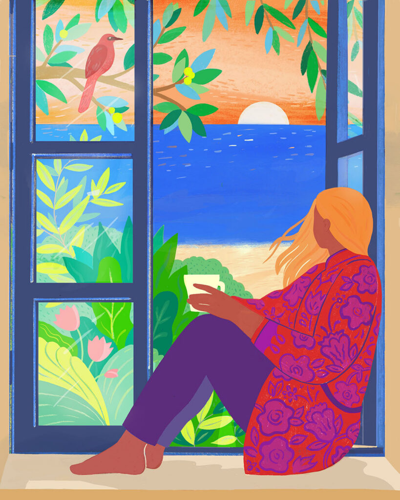 Illustration, Ana Briceno, Berlin, Flow, Magazin, Editorial, Frauen, Urlaub, Mindfullness, Zeit für dich, Art Print, Poster